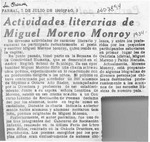 Actividades literarias de Miguel Moreno Monroy  [artículo].