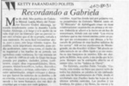 Recordando a Gabriela  [artículo] Ketty Farandato Politis.