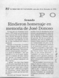 Rindieron homenaje en memoria de José Donoso  [artículo].