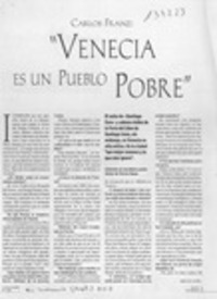 "Venecia es un pueblo pobre"  [artículo].