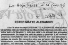 Ester Matte Alesandri  [artículo].