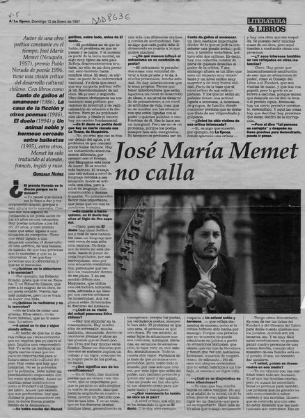José María Memet no calla  [artículo] Gonzalo Núñez.