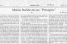Matías Rafide en sus "Presagios"