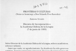 Fronteras y culturas  [artículo] Adriana Valdés.