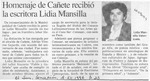 Homenaje de Cañete recibió la escritora Lidia Mansilla  [artículo].