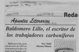 Baldomero Lillo, el escritor de los trabajadores carboníferos  [artículo] Oriel Alvarez Gómez.