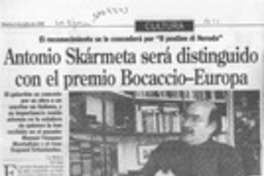 Antonio Skármeta será distinguido con el premio Bocaccio-Europa  [artículo].