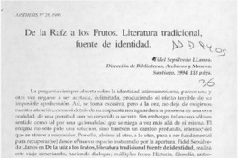 De la raíz a los frutos, literatura tradicional, fuente de identidad  [artículo] Patricia Espinosa.