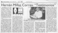 Hernán Millas Correa, "Testimonios"  [artículo] Filebo.