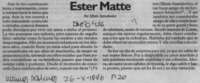 Ester Matte  [artículo] Efraín Szmulewicz.