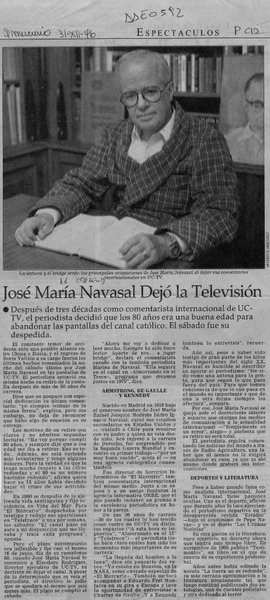 José María Navasal dejó la televisión