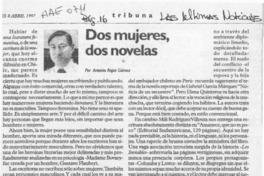Dos mujeres, dos novelas  [artículo] Antonio Rojas Gómez.