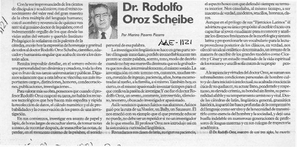 Dr. Rodolfo Oroz Scheibe  [artículo] Marino Pizarro Pizarro.