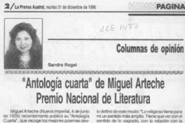 "Antología cuarta" de Miguel Arteche Premio Nacional de Literatura