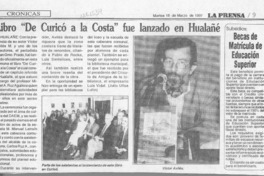 Libro "De Curicó a la costa" fue lanzado en Hualañé  [artículo].