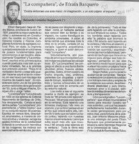 "La Compañera", de Efraín Barquero  [artículo] Bernardo González Koppmann.