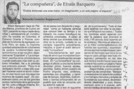 "La Compañera", de Efraín Barquero  [artículo] Bernardo González Koppmann.