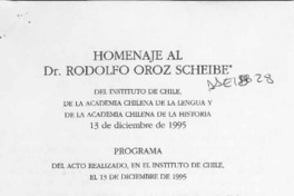 Homenaje al Dr. Rodolfo Oroz Scheibe  [artículo].