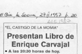 Presentan libro de Enrique Carvajal  [artículo].