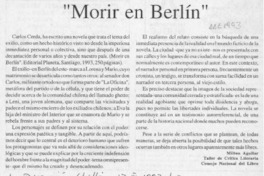 "Morir en Berlín"  [artículo] Milton Aguilar.