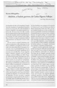 Molchén, el halcón guerrero, de Carlos Elgueta Vallejos  [artículo] Luis Felipe Moncada Arroyo.