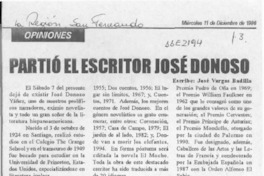 Partió el escritor José Donoso  [artículo] José Vargas Badilla.