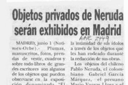 Objetos privados de Neruda serán exhibidos en Madrid