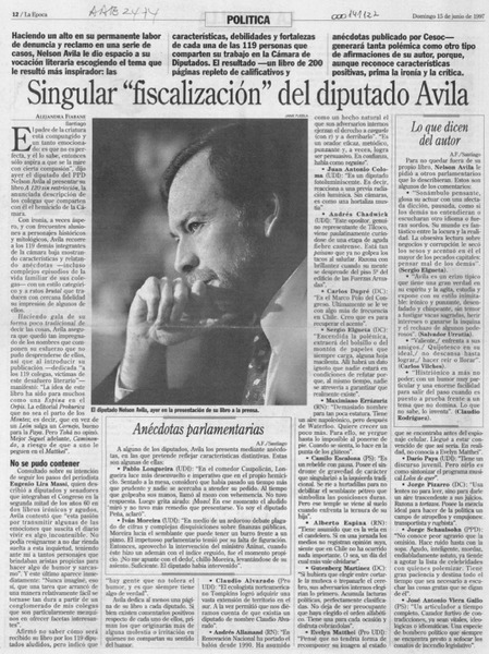 Singular "fiscalización" del diputado Avila