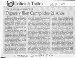 Dignos y bien cumplidos 21 años  [artículo] Carola Oyarzún L.