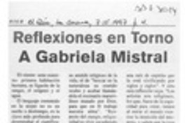Reflexiones en torno a Gabriela Mistral  [artículo] Elba Elena Jiménez.