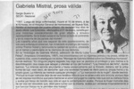 Gabriela Mistral, prosa válida  [artículo] Sergio Bueno V.