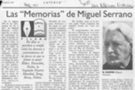 Las "Memorias" de Miguel Serrano  [artículo] Filebo.
