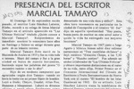 Presencia del escritor Marcial Tamayo  [artículo].