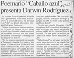Poemario "Caballo azul" presenta Darwin Rodríguez  [artículo].