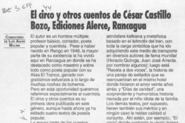 El circo y otros cuentos de César Castillo Bozo  [artículo] Luis Agoni Molina.