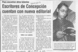 Escritores de Concepción cuentan con nueva editorial  [artículo].