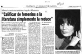 "Calificar de femenina a la literatura simplemente la reduce"  [artículo].