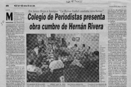 Colegio de periodistas presenta obra cumbre de Hernán Rivera