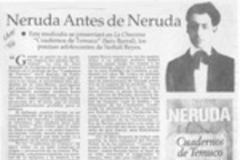 Neruda antes de Neruda  [artículo].