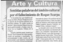 Sentidas palabras del ámbito cultural por el fallecimeinto de Roque Scarpa  [artículo].