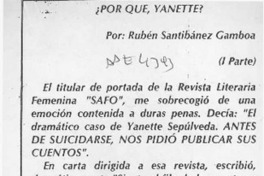 Por que, Yanette?  [artículo] Rubén Santibáñez Gamboa.
