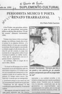 Periodista músico y poeta Renato Yrarrázaval  [artículo] Pedro Pablo Guerrero.
