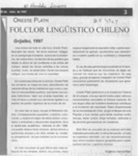 Folclor lingüístico chileno  [artículo] Eugenio García-Díaz.
