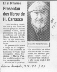 Presentan dos libros de H. Carrasco  [artículo].