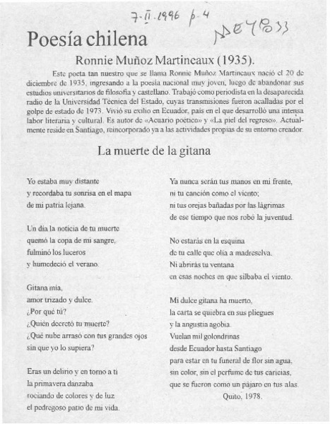 Poesía chilena  [artículo].