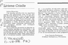 Lirismo criollo  [artículo] Iván Gajardo Rodríguez.