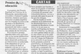 Premios de educación  [artículo] Waldemar Cortés C.