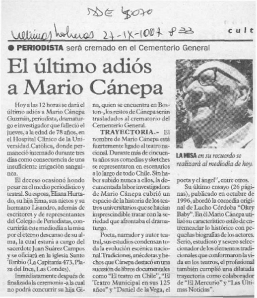 El Ultimo adiós a Mario Cánepa  [artículo].