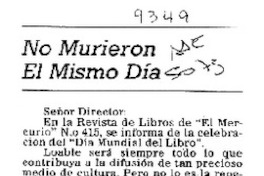 No murieron el mismo día  [artículo] Martín Panero.