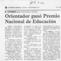 Orientador ganó Premio Nacional de Educación  [artículo].